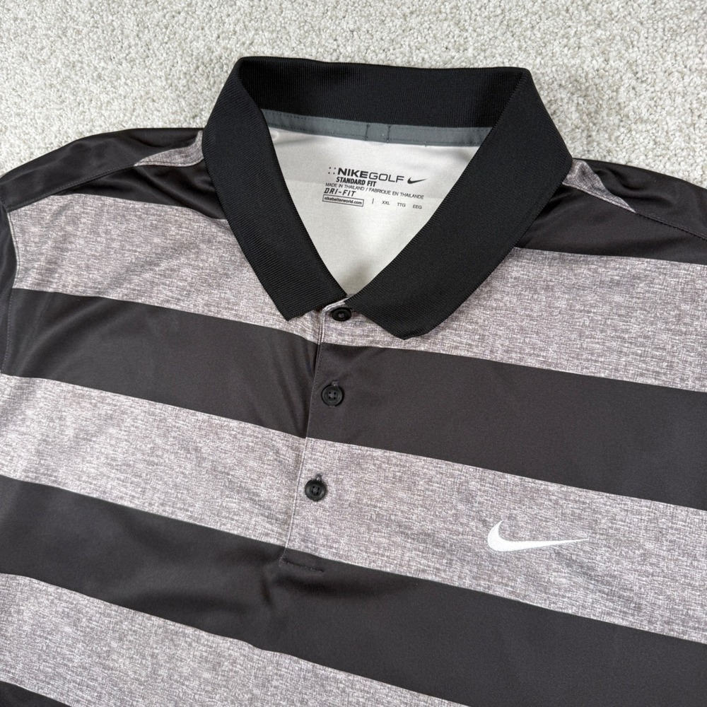 Nike Golf Polo Shirt Mens XXL Striped Dri-Fit Short Sleeve Standard Fit